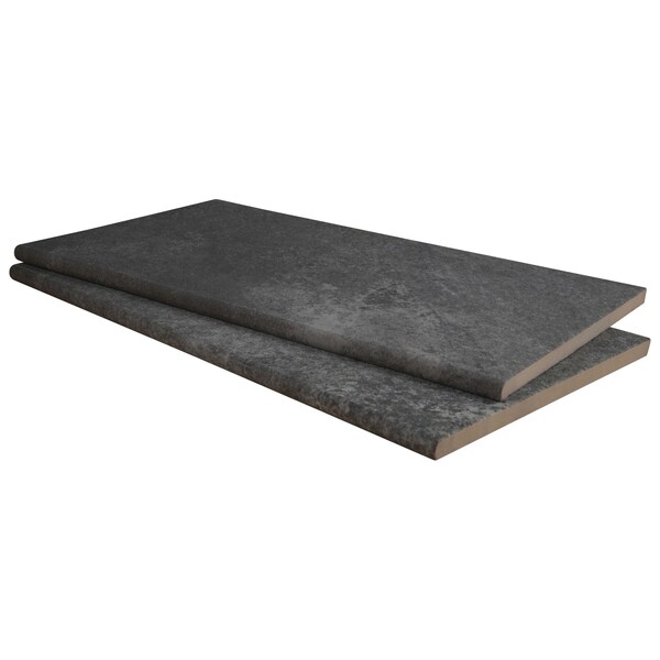 Quarzo Gray 13 in.  X 24 in.  Glazed Porcelain Pool Coping, 2PK